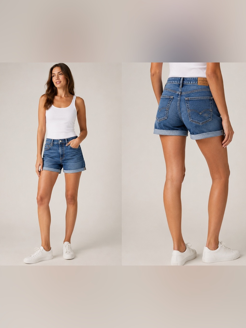 Signature by Levi Strauss & Co. Mid-Rise Cuffed Denim Shorts – Size 16
